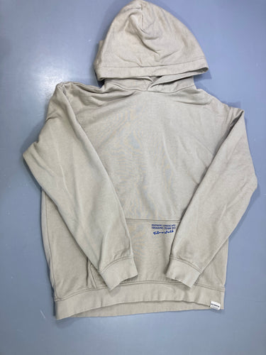 Sweat capuche beige logo bleu, moins cher chez Petit Kiwi