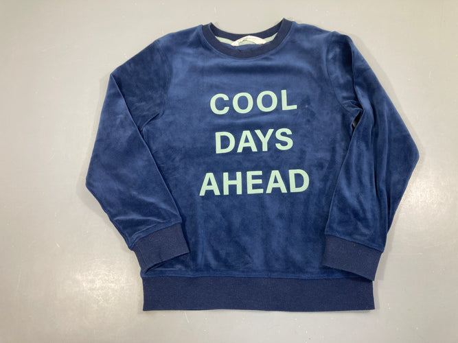 Pull velours bleu foncé cool days, moins cher chez Petit Kiwi