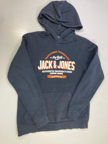 Sweat capuche bleu marine logo, moins cher chez Petit Kiwi