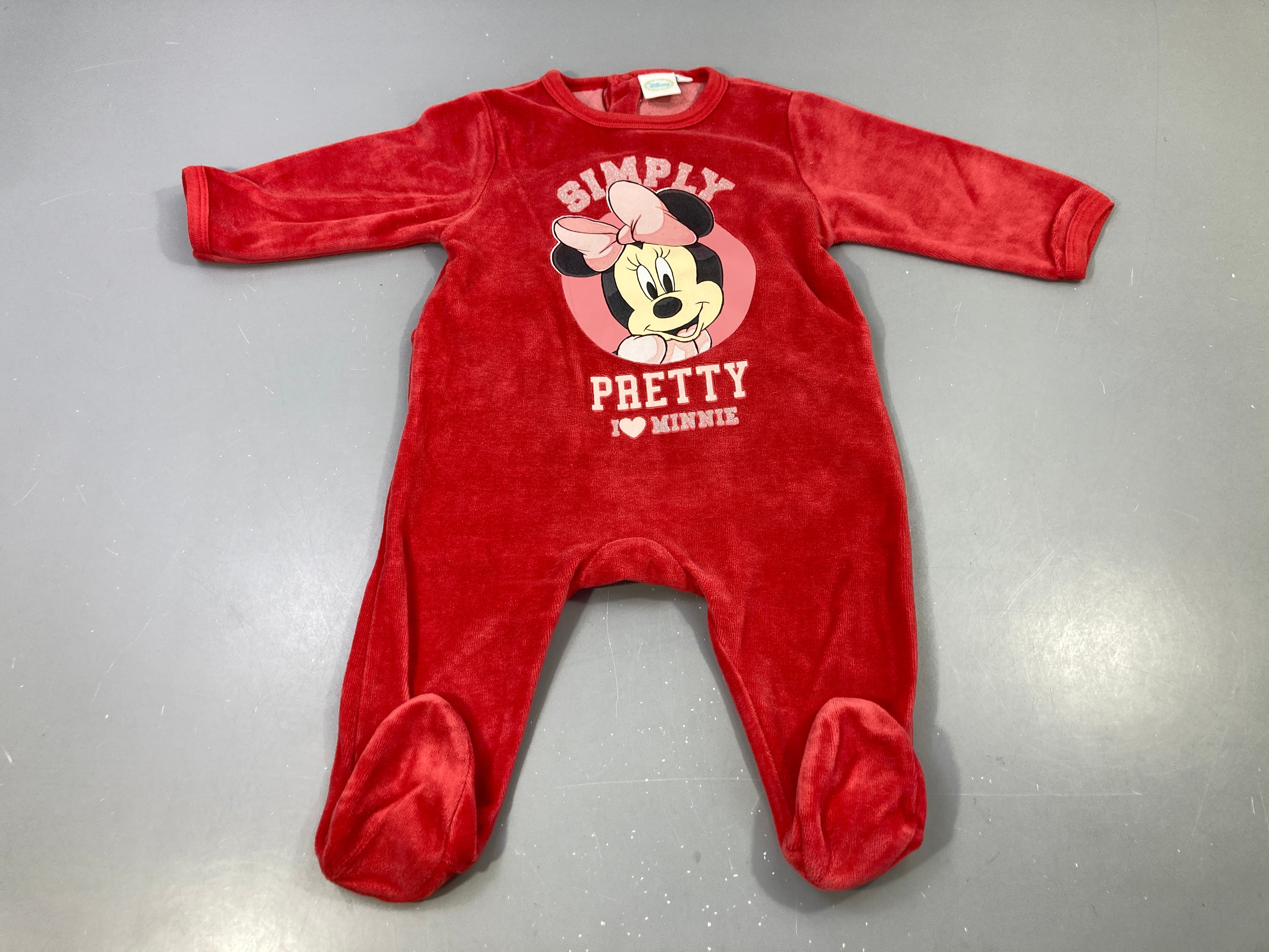 Pyjama velours rouge, Minnie brodée 'Simply Pretty'