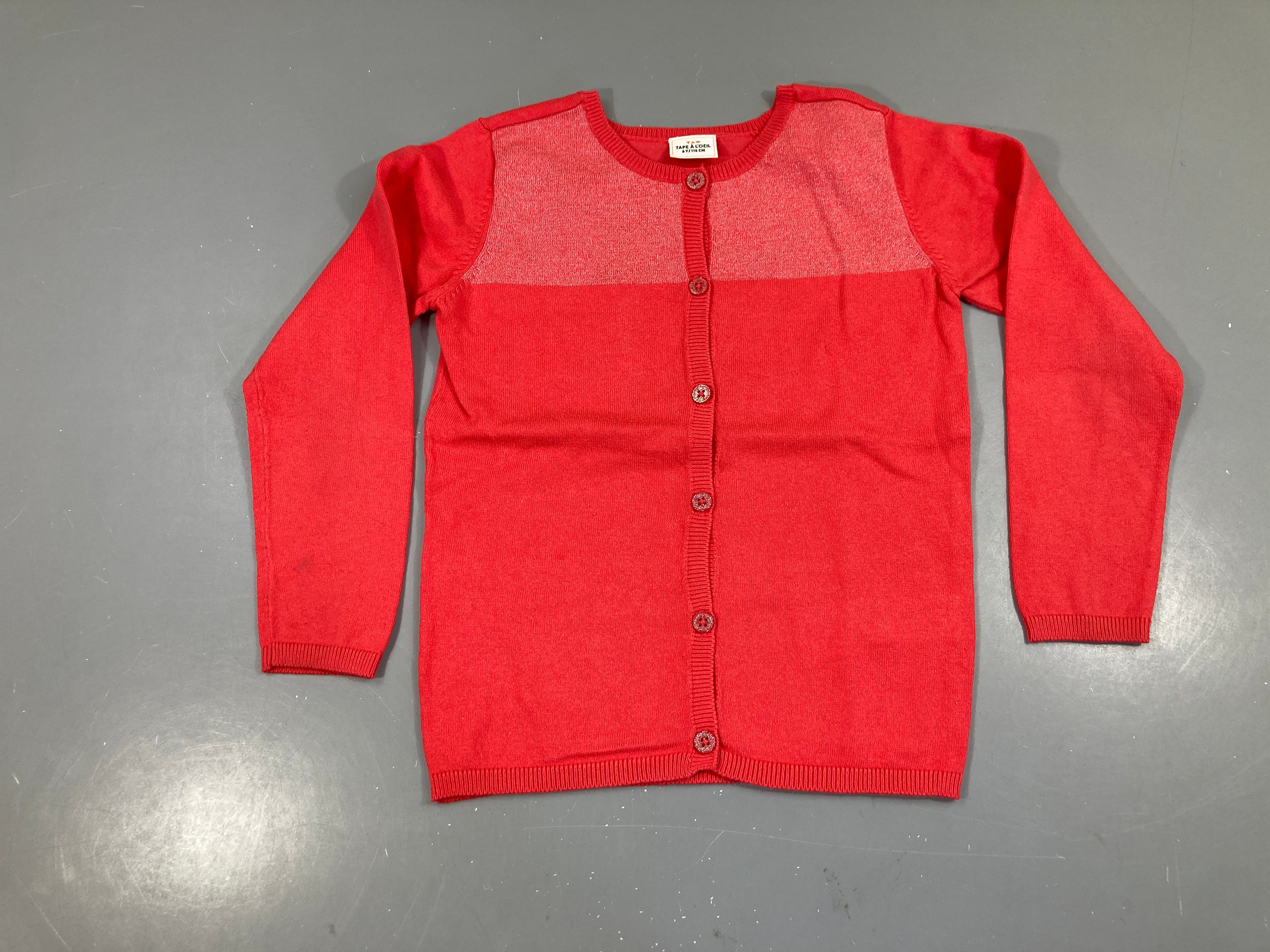 Gilet rouge/corail fil irisé