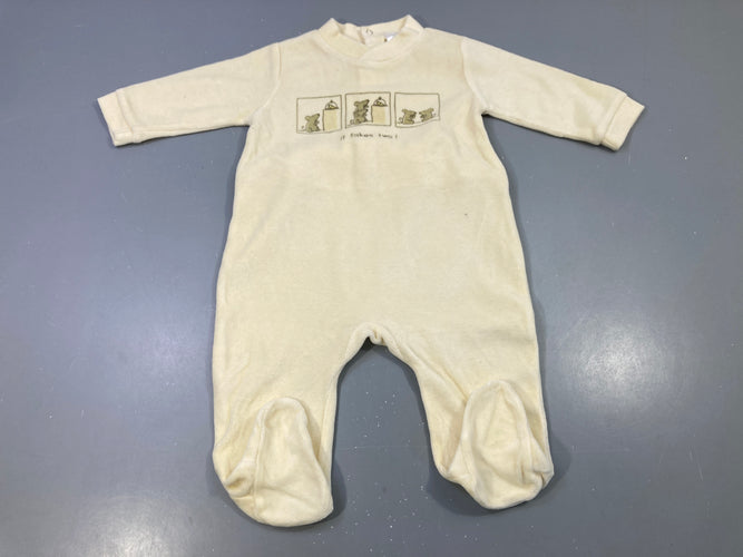 Pyjama écru velours, souris brodées 'it takes two', moins cher chez Petit Kiwi