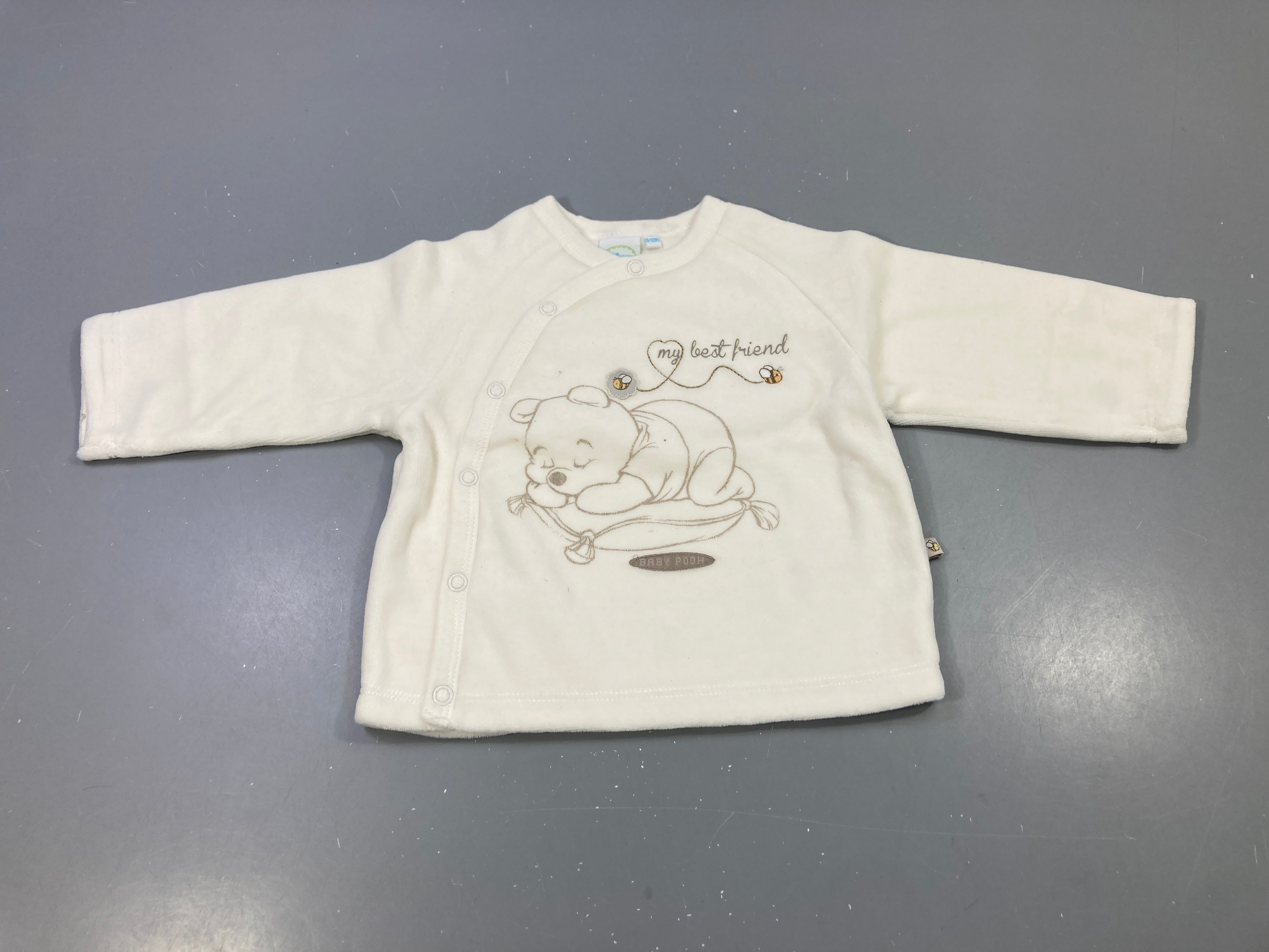 Brassière velours écru, Winnie l'ourson brodé 'my best friend'
