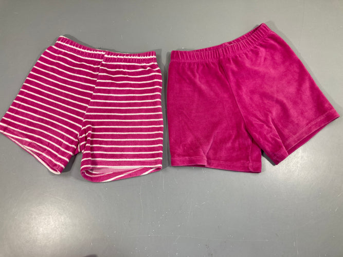 Lot de 2 shorts velours rose/rose rayé, moins cher chez Petit Kiwi