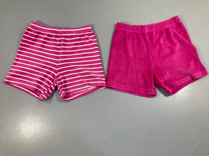 Lot de 2 shorts velours rose/rose rayé, moins cher chez Petit Kiwi