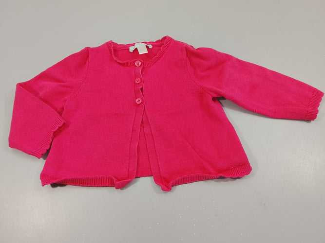 Gilet rose, fermé par 3 boutons, moins cher chez Petit Kiwi