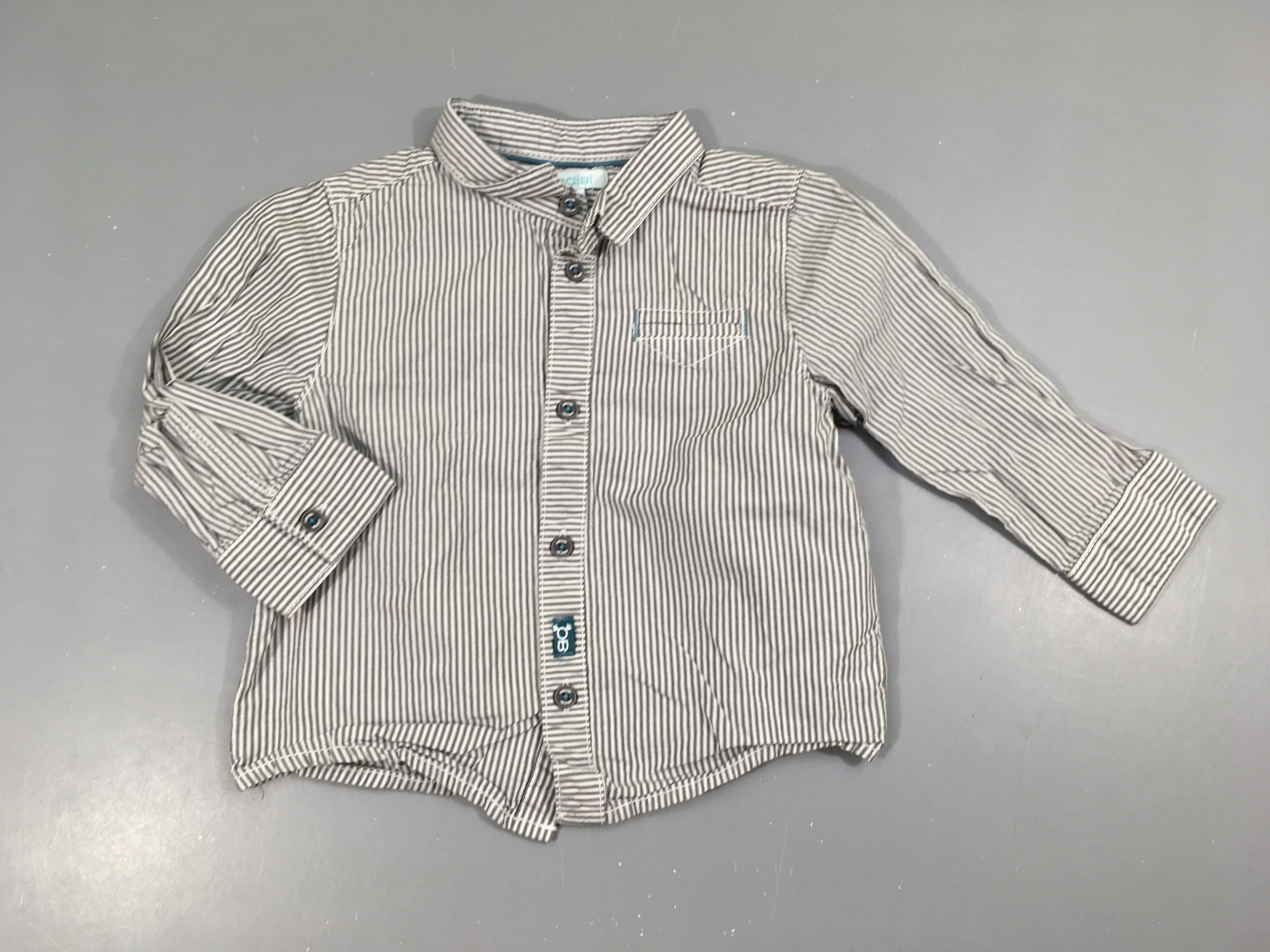 Chemise m.l blanc rayé gris