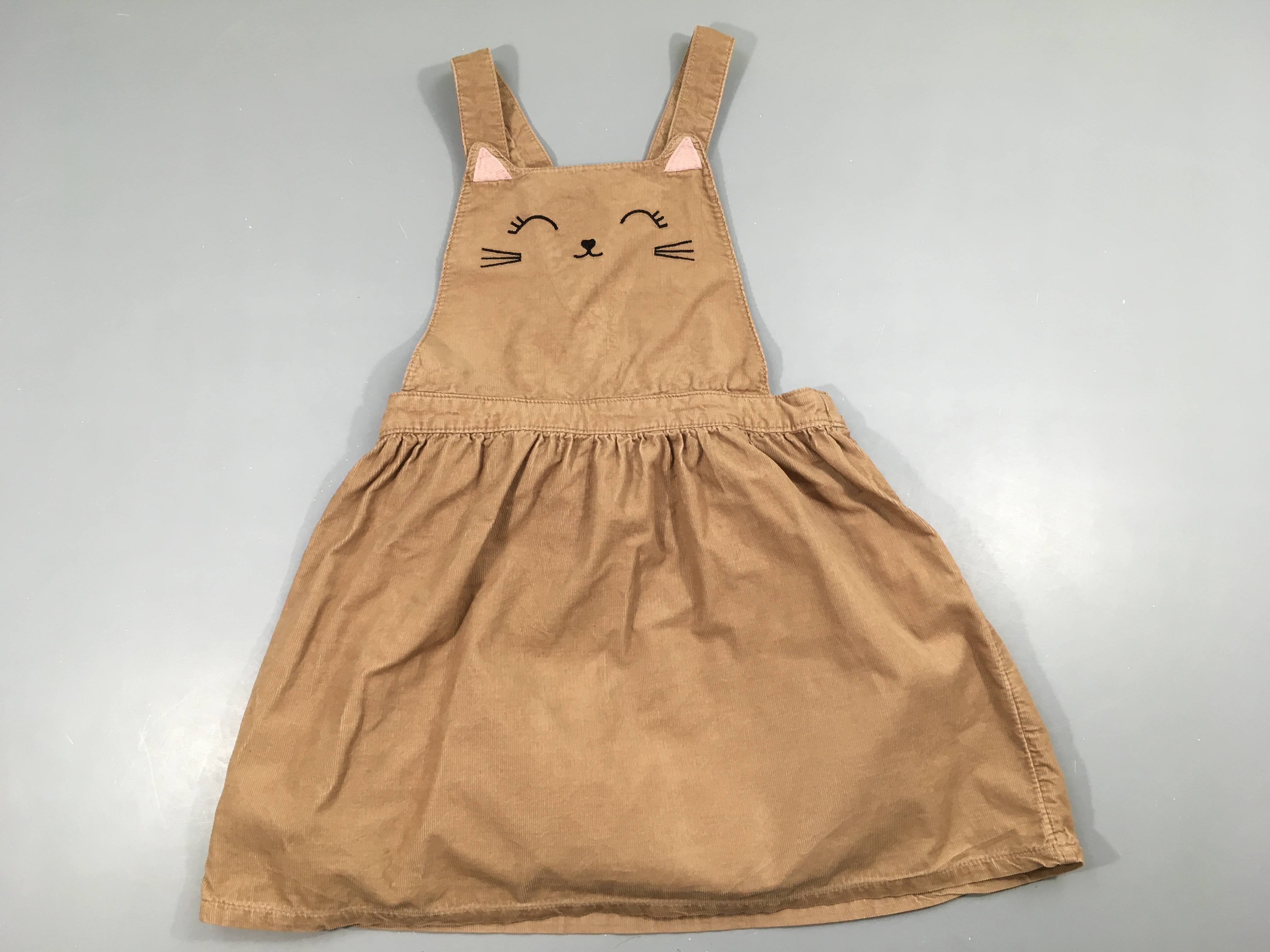 Robe salopette velours côtelé beige chat