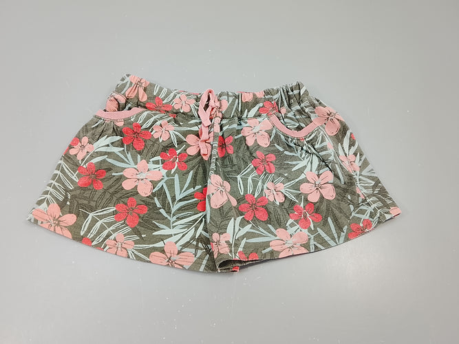 Short jersey kaki à fleurs, légèrement bouloché, moins cher chez Petit Kiwi