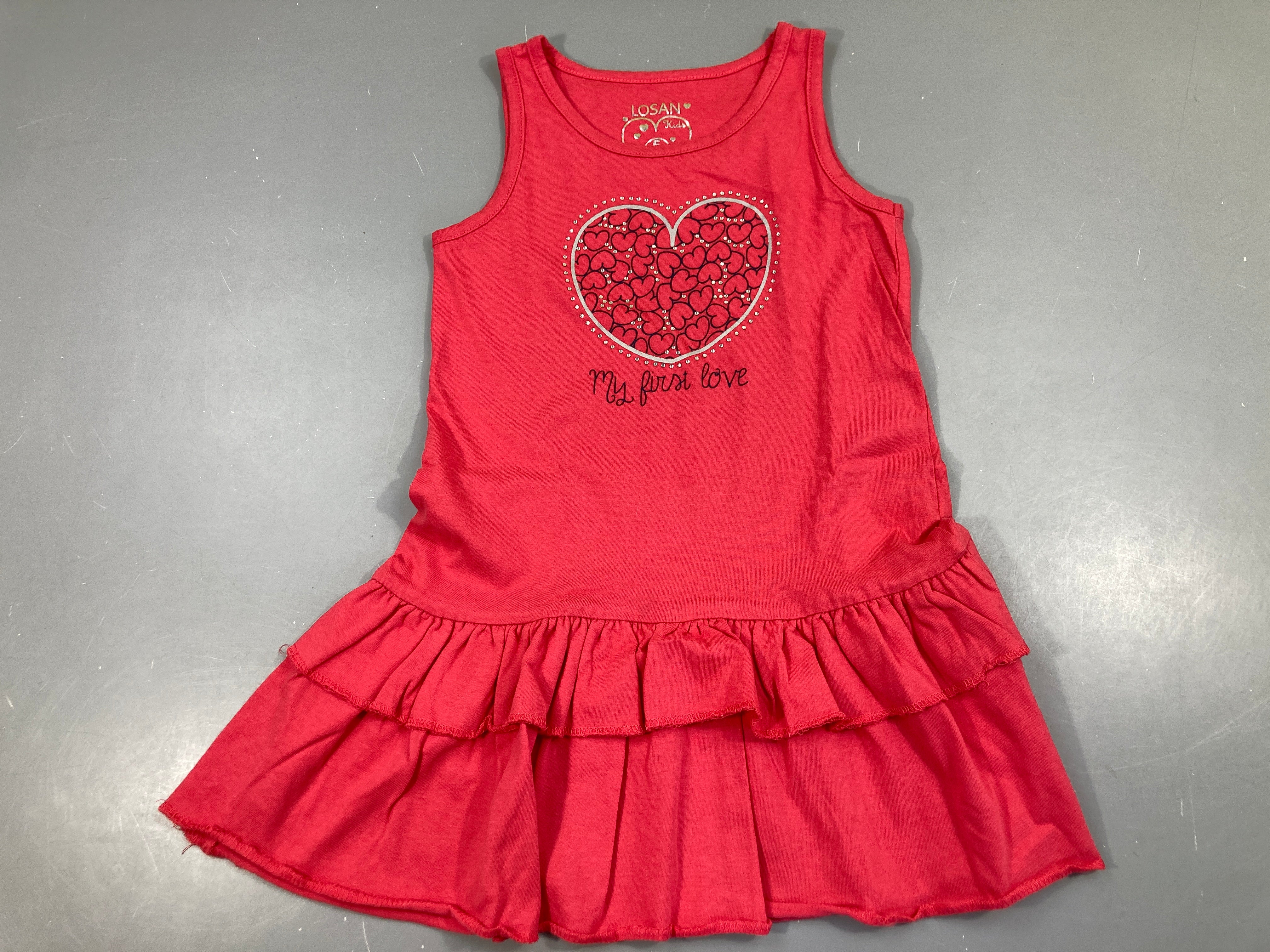 Robe s.m jerey rose coeurs strass