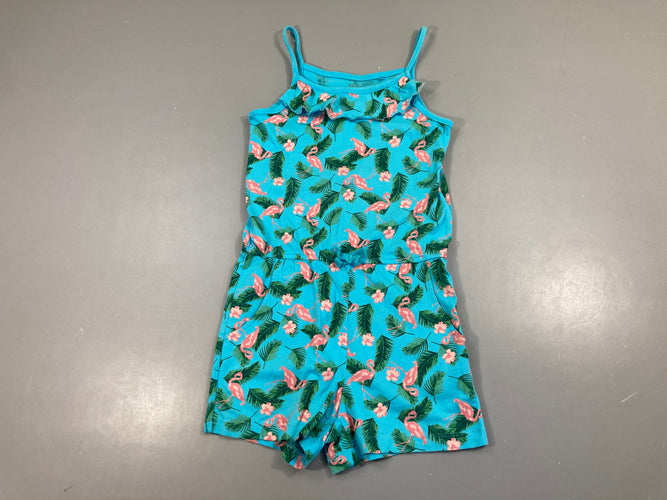 Combishort jersey bleu flamand rose, moins cher chez Petit Kiwi
