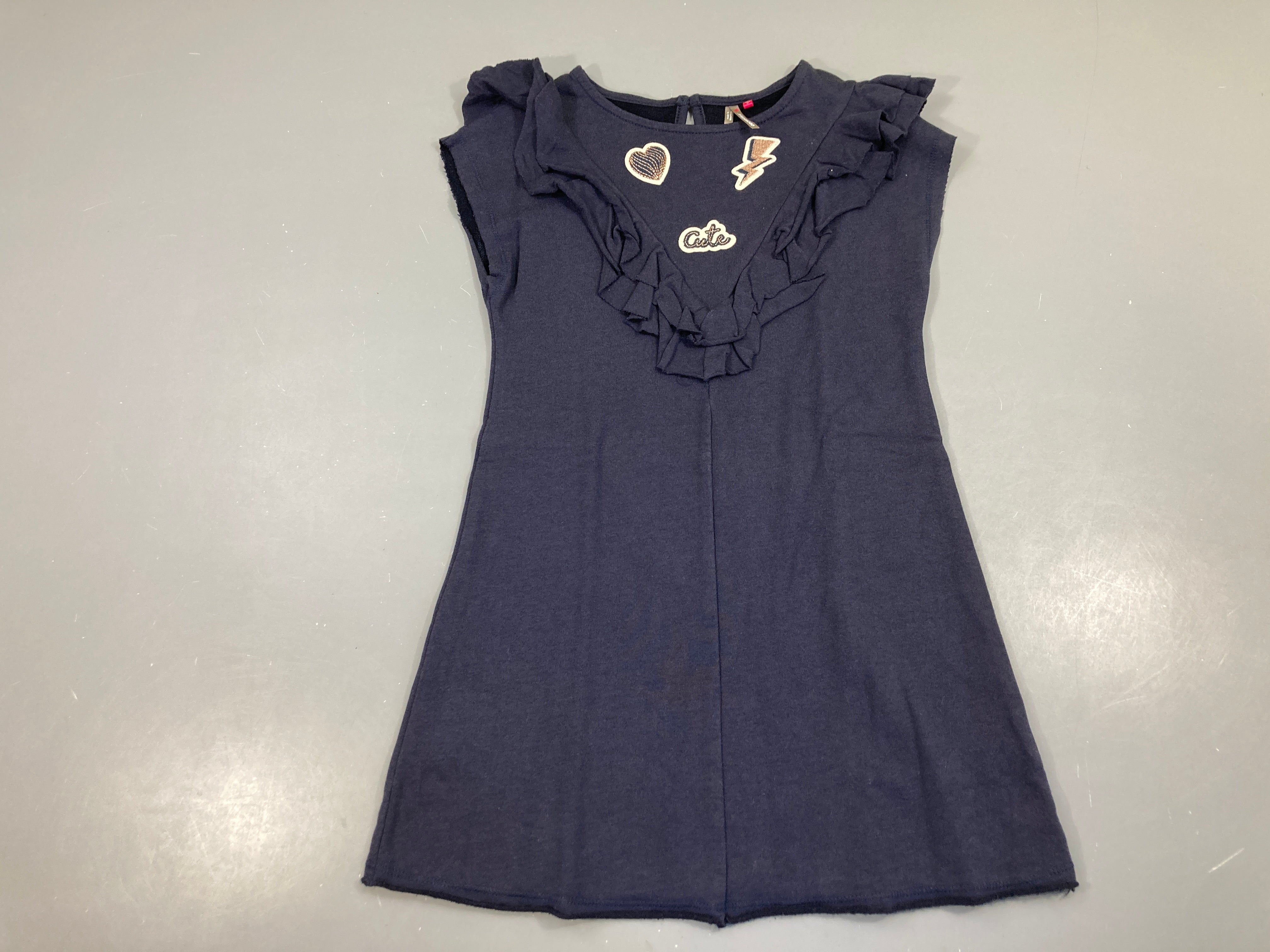 Robe s.m jersey bleu foncé coeur/éclair volants