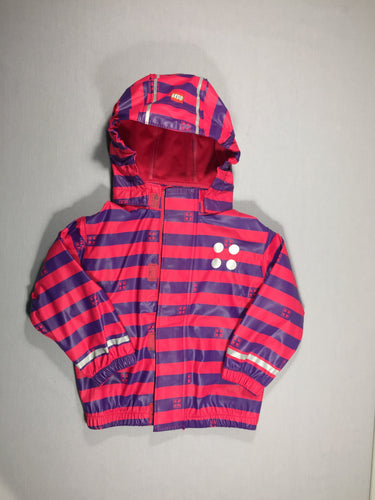 Veste - ciré à capuche amovible -  ligné rose/mauve - bandes réfléchissantes, moins cher chez Petit Kiwi