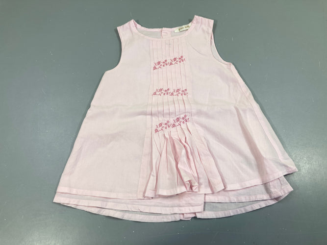 Robe s.m rose pâle broderies fleurs Légère tache bleutée avt col, moins cher chez Petit Kiwi