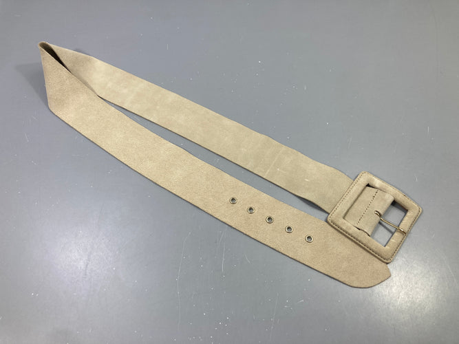 Ceinture large daim beige, boucle carrée, moins cher chez Petit Kiwi