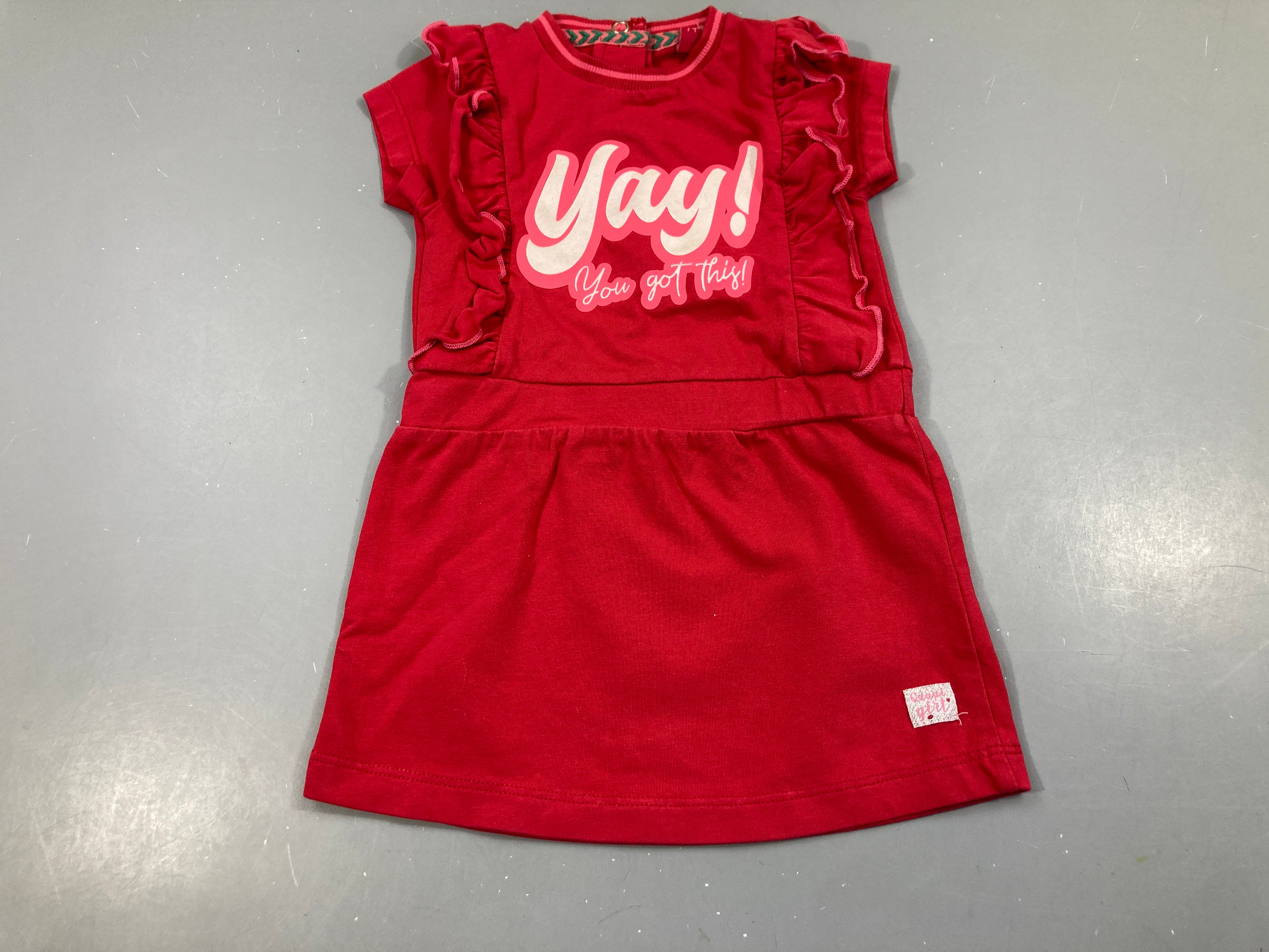 Robe m.c jersey roug Yay froufrous