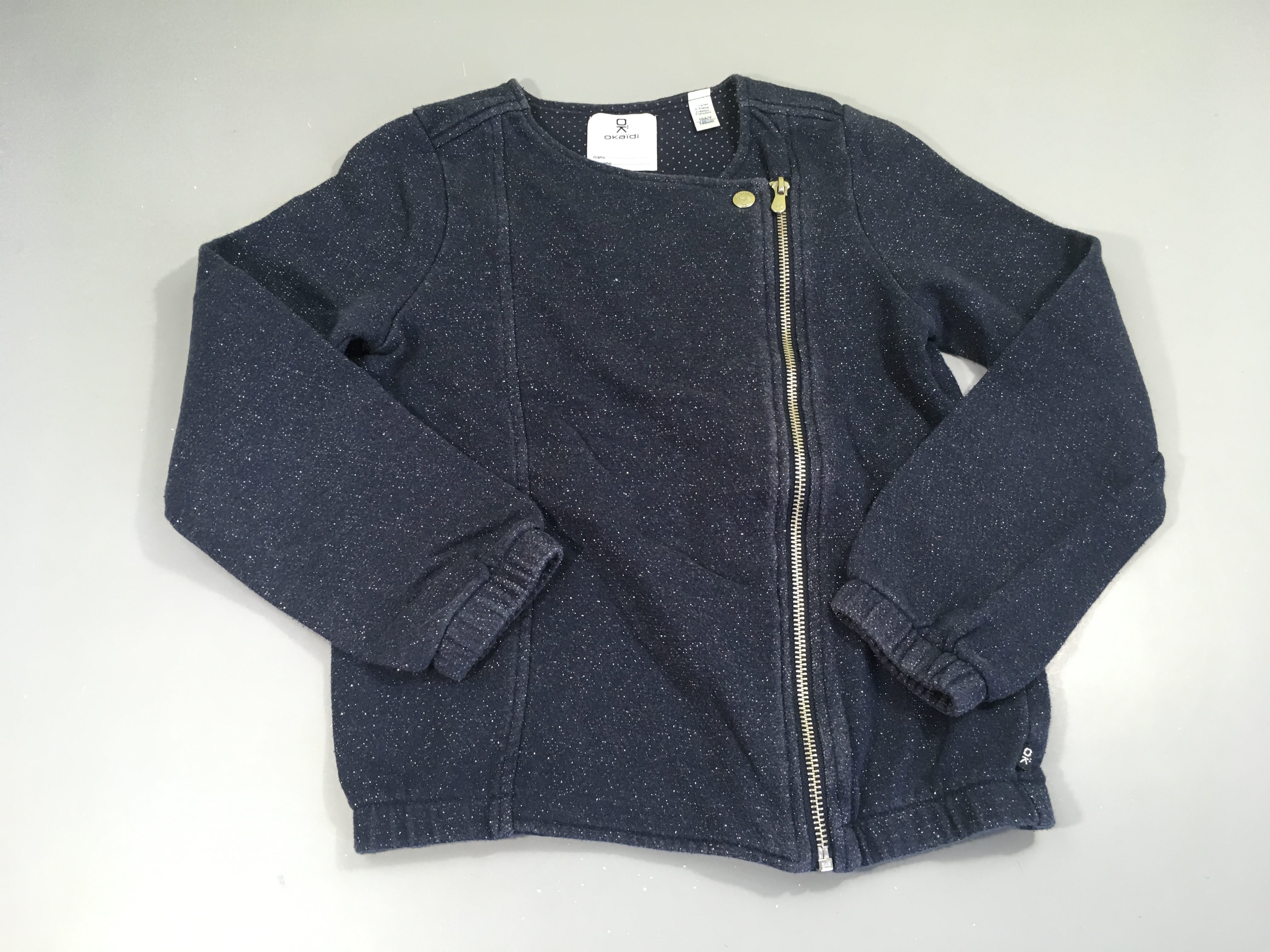 Sweat zippé bleu irisé, bouloché
