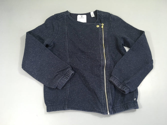 Sweat zippé bleu irisé, bouloché, moins cher chez Petit Kiwi