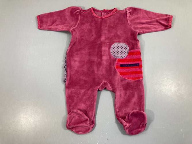 Pyjama velours mauve cercles, moins cher chez Petit Kiwi