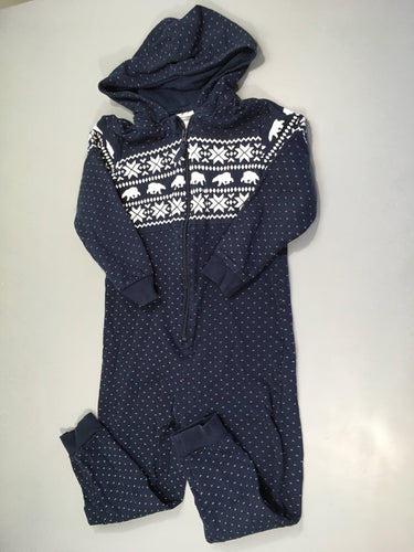 Surpyjama bleu foncé bandes ourson blancs, moins cher chez Petit Kiwi