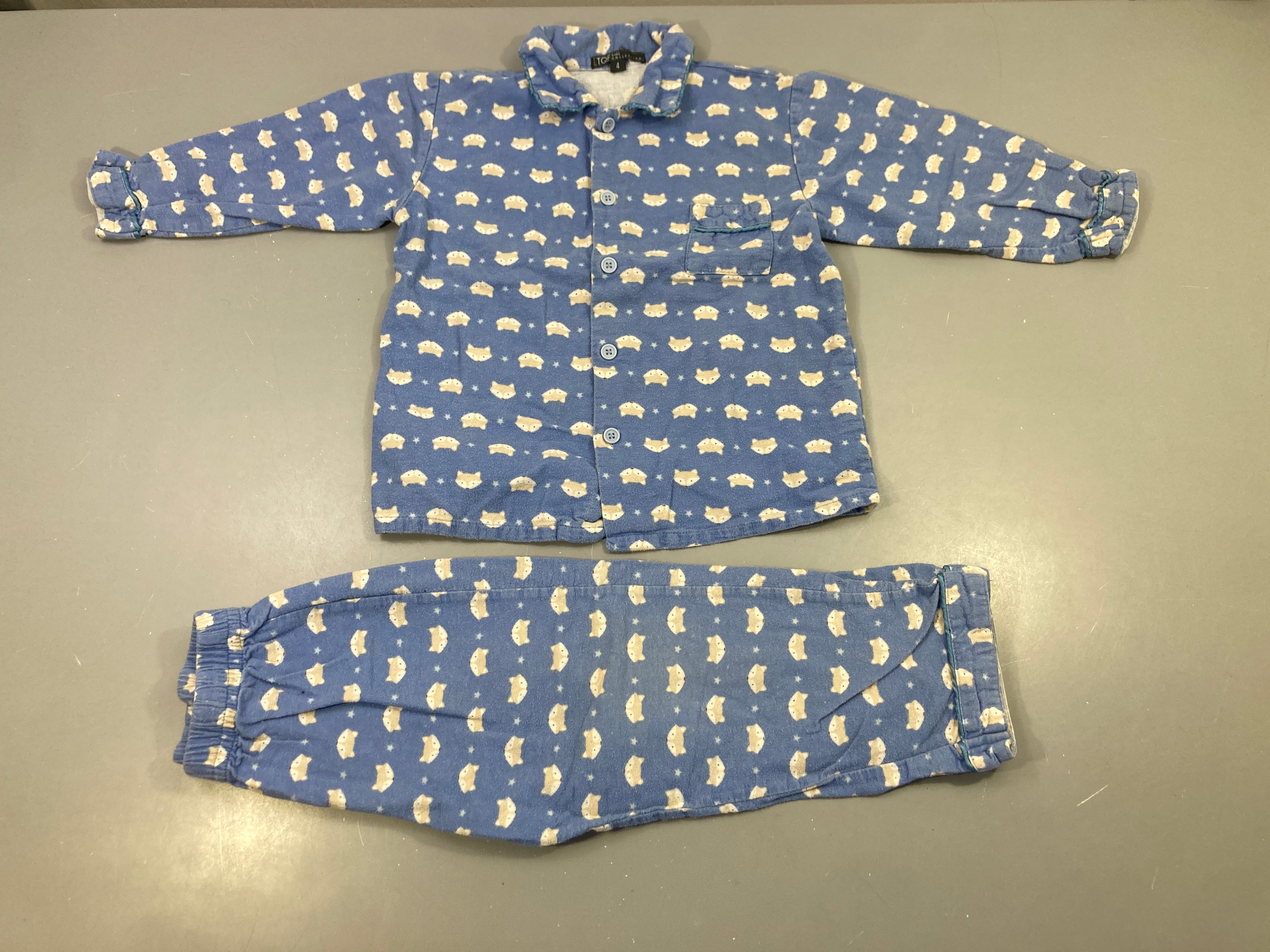 Pyjama 2pcs bleu renards étoiles, bouloché