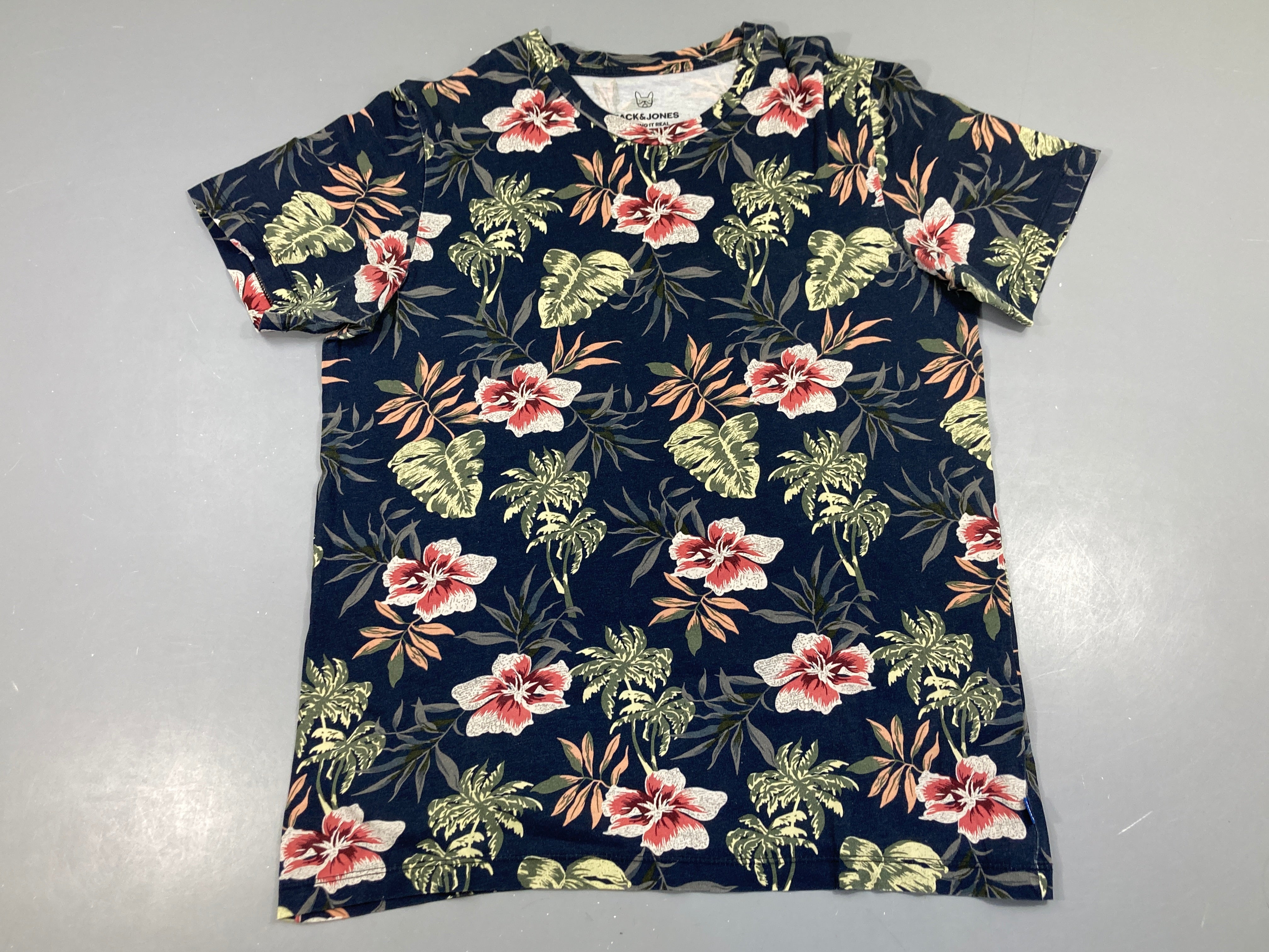 T-shirt m.c bleu marine fleurs
