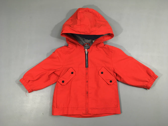 Veste zippée effet enduit rouge à capuche doublé jersey, moins cher chez Petit Kiwi