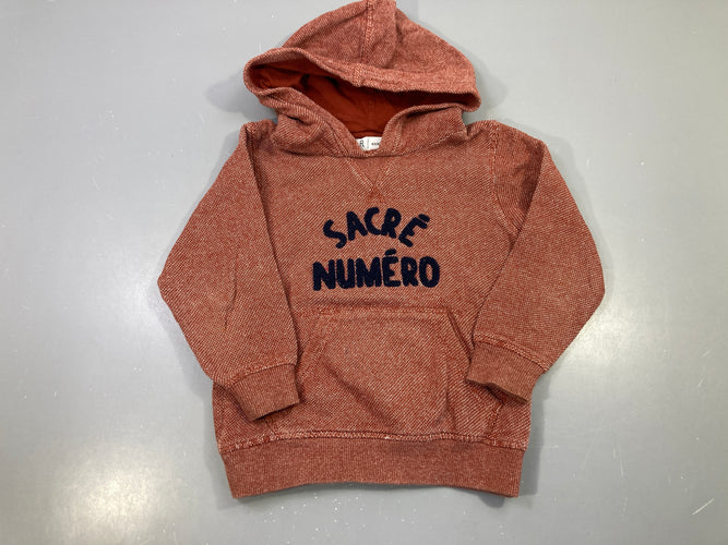 Sweat capuche marron chiné Sà carreauxé Numéro, moins cher chez Petit Kiwi