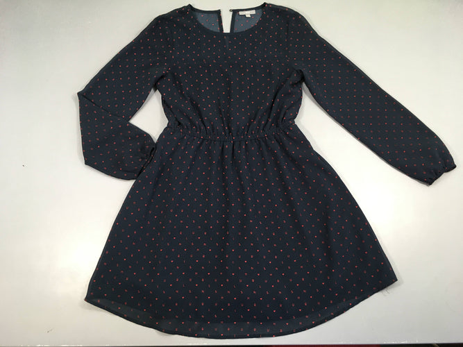 Robe m.l voile bleu foncé lettres/coeurs, moins cher chez Petit Kiwi
