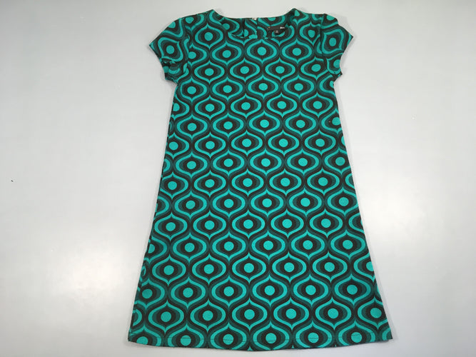 Robe m.c jersey motifs vert/noir, bouloché, moins cher chez Petit Kiwi