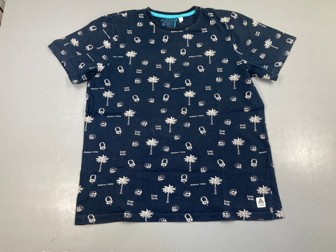 T-shirt m.c bleu marine palmiers, moins cher chez Petit Kiwi