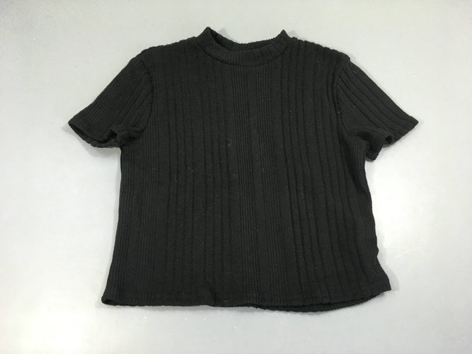 T-shirt m.c cropped noir côtelé, moins cher chez Petit Kiwi