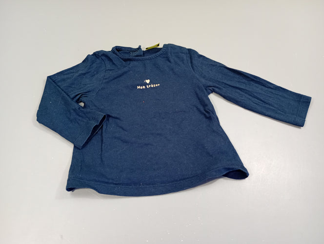T-shirt m.l bleu marine "mon trésor", moins cher chez Petit Kiwi