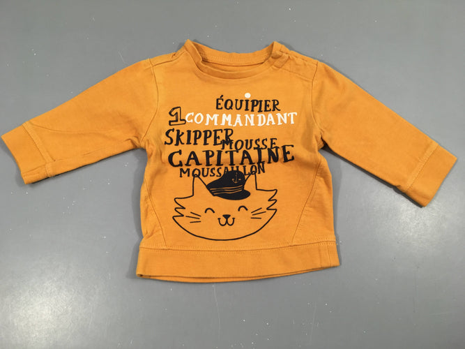 T-shirt m.l orange chat, moins cher chez Petit Kiwi