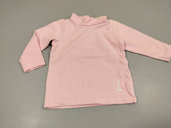 T-shirt m.l col roulé rose clair 95% coton 5% élasthanne, moins cher chez Petit Kiwi