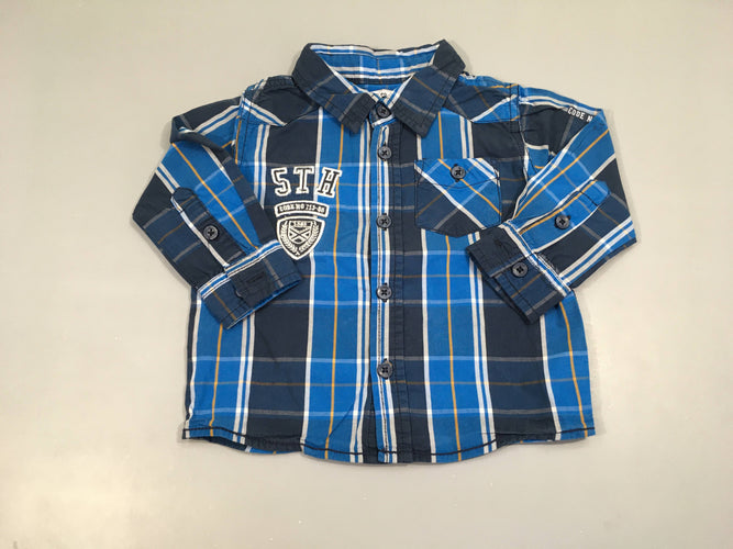 Chemise m.l bleu à carreaux, moins cher chez Petit Kiwi