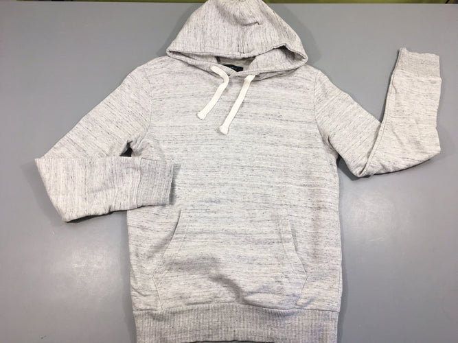 Sweat gris clair chiné à capuche, bouloché, moins cher chez Petit Kiwi