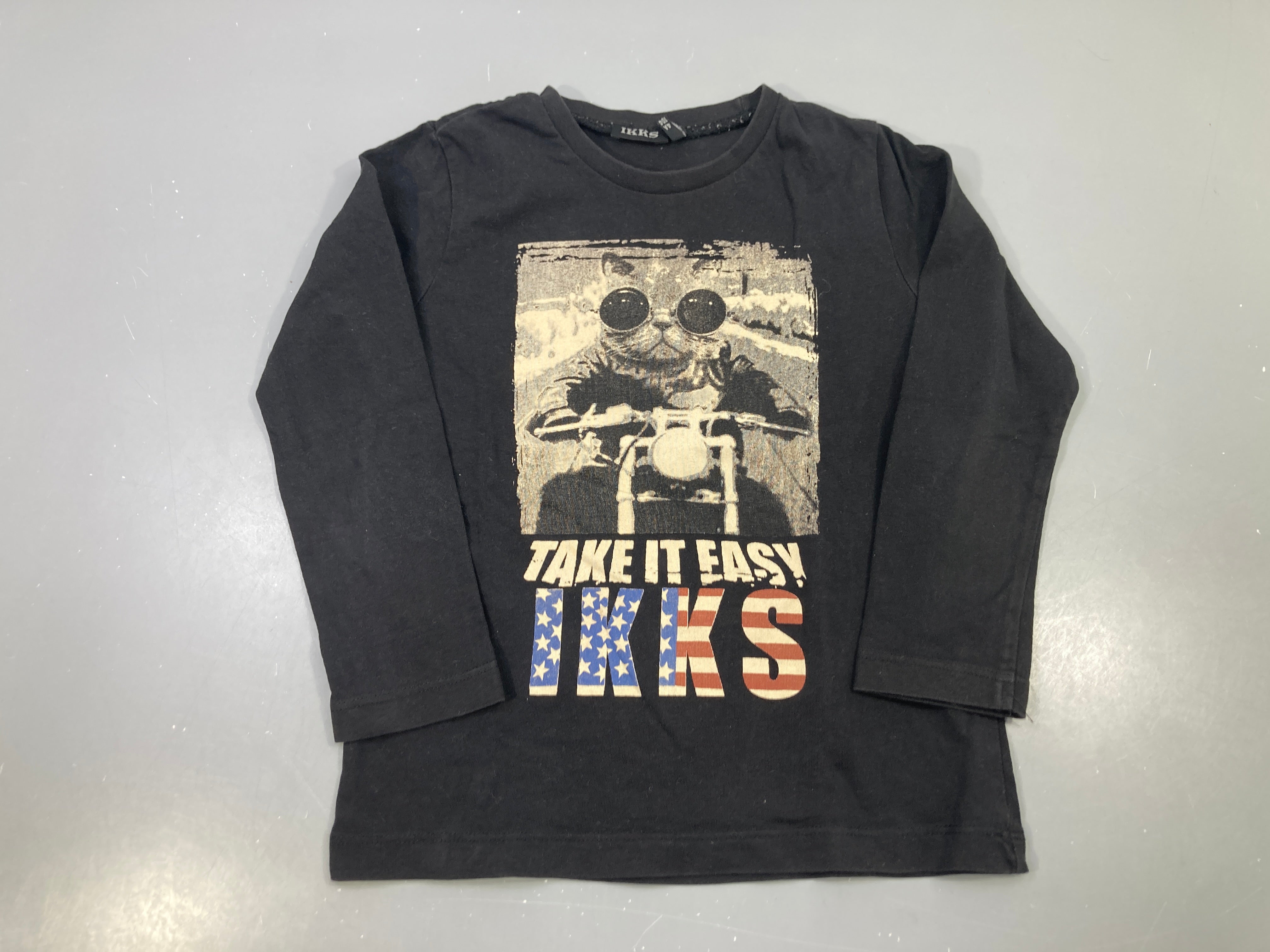 T-shirt m.l noir Take it easy chat moto
