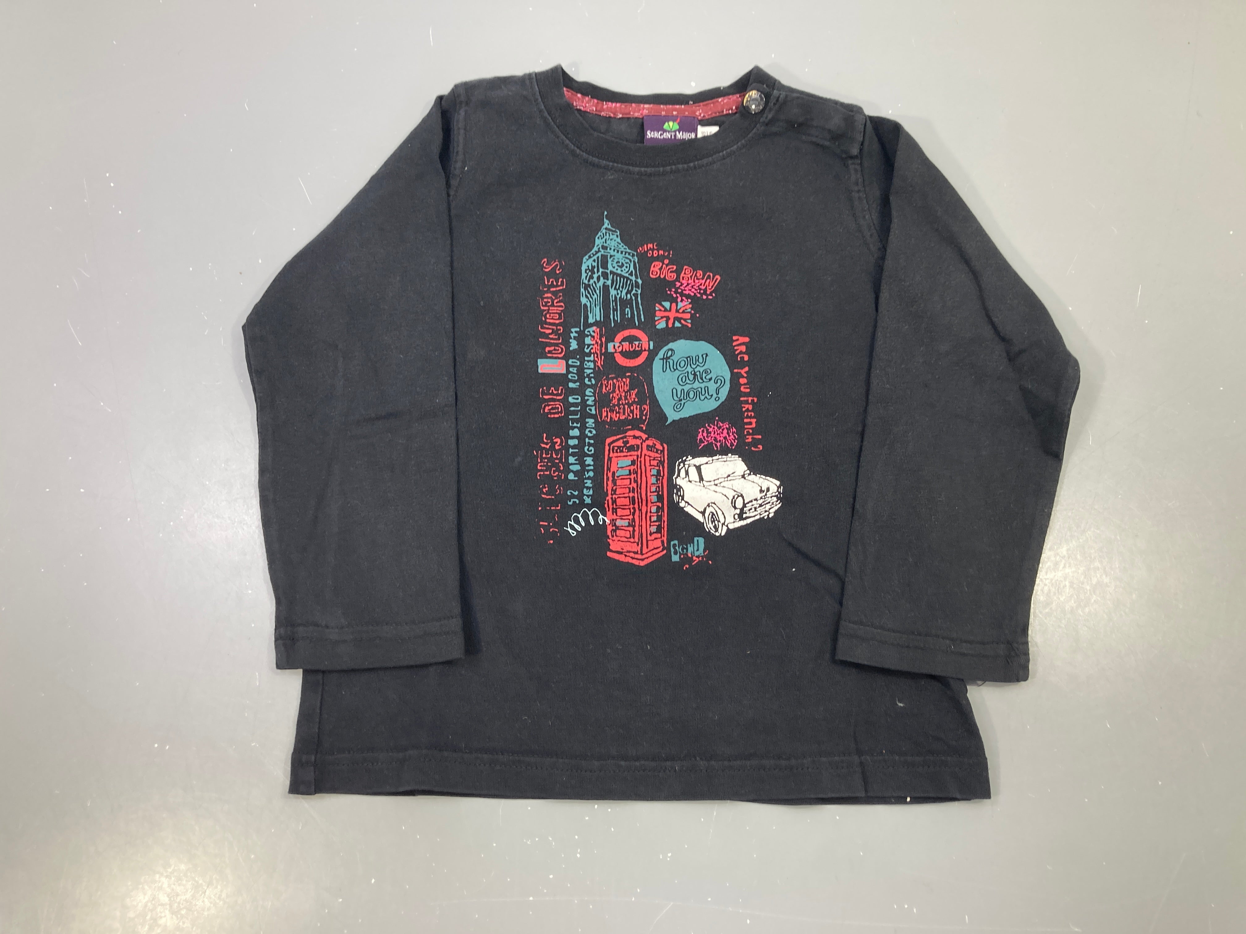 T-shirt m.l noir Londres Big Ben cabine téléphonique