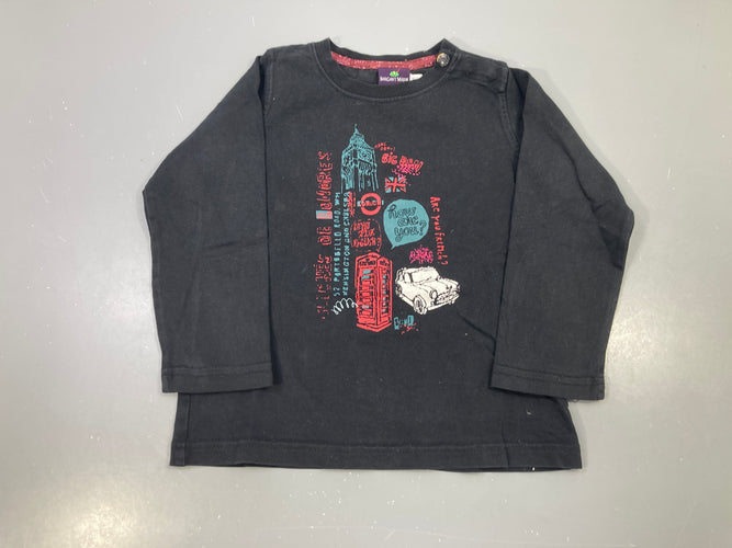 T-shirt m.l noir Londres Big Ben cabine téléphonique, moins cher chez Petit Kiwi