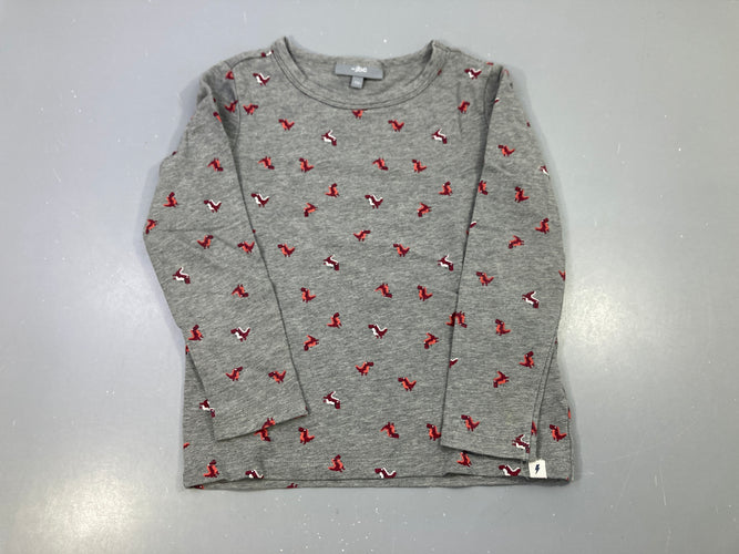 T-shirt m.l gris chiné dinosaures rouges, jblanc, moins cher chez Petit Kiwi