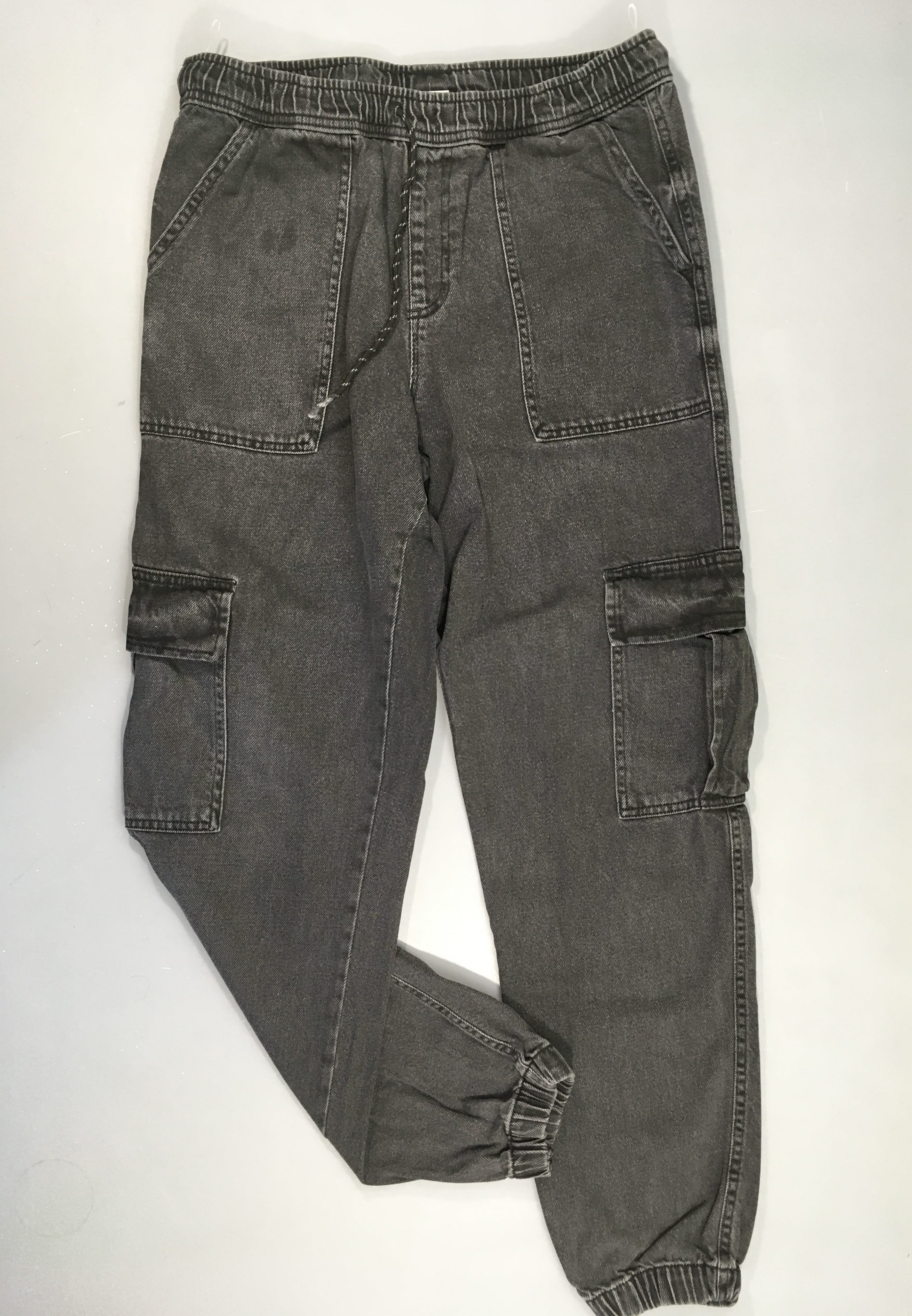 Jeans cargo noir taille élastique