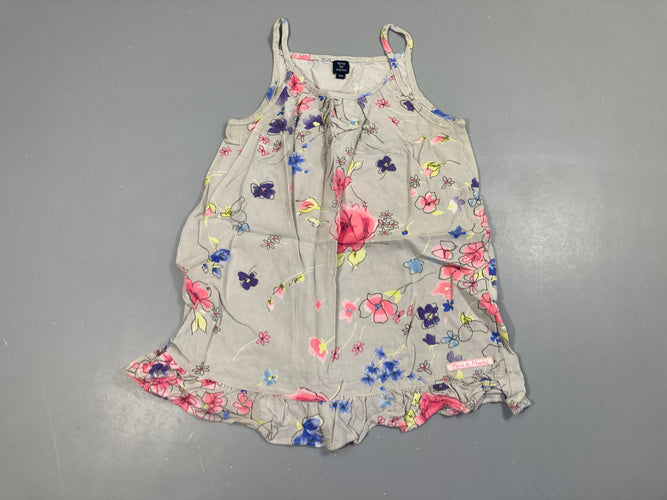 Robe fines bretelles grises fleurs, Terre des marins, moins cher chez Petit Kiwi