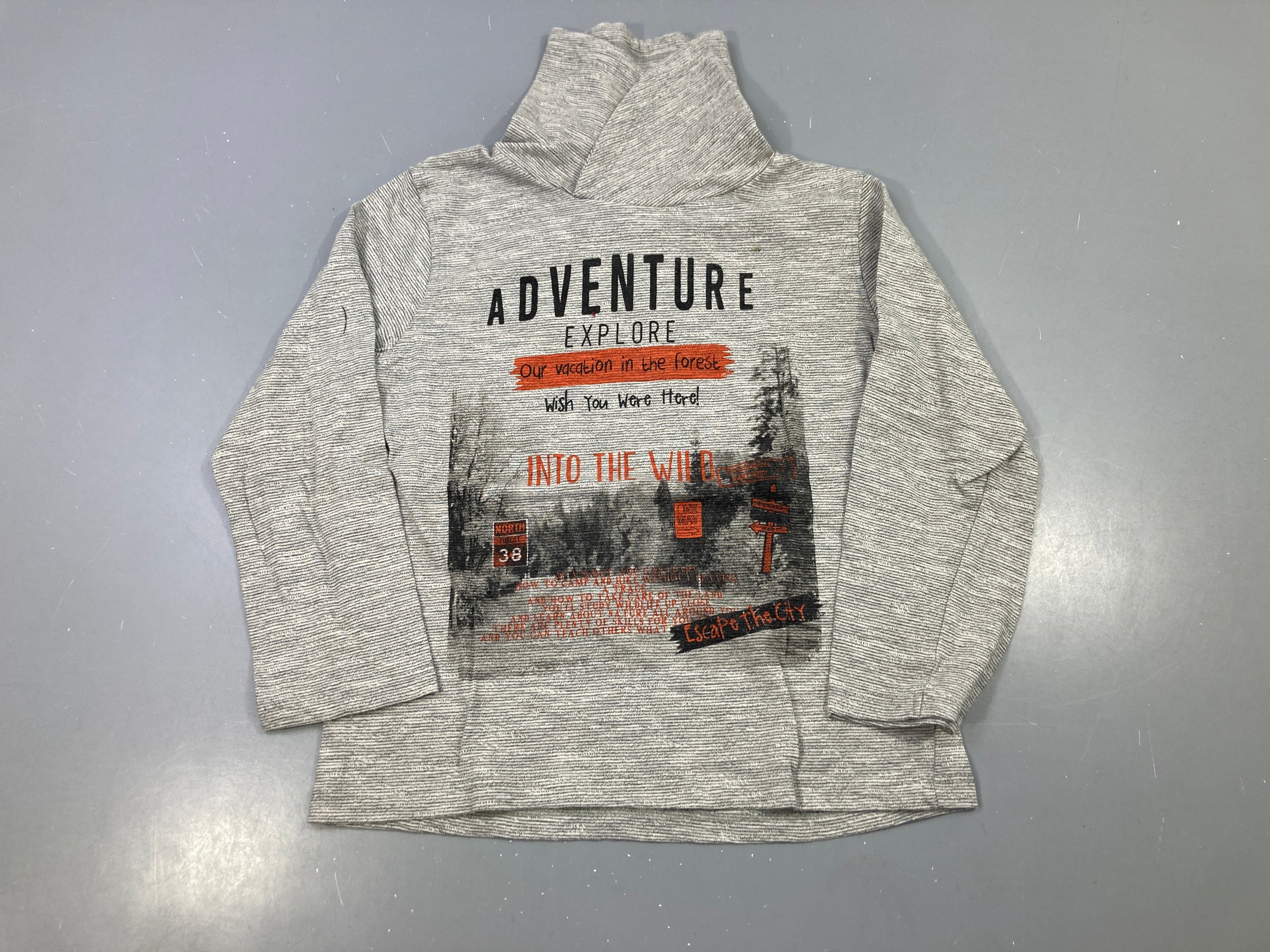 T-shirt m.l col châle gris chiné Adventure Explore