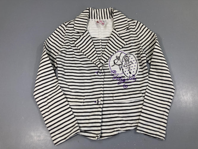 Veste blazer molleton blanc rayé noir danseuses, Didi, moins cher chez Petit Kiwi