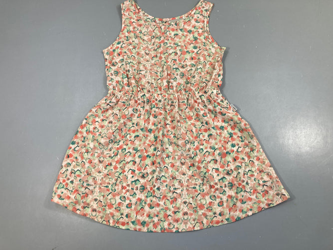 Robe s.m voile beige fleurs roses, moins cher chez Petit Kiwi