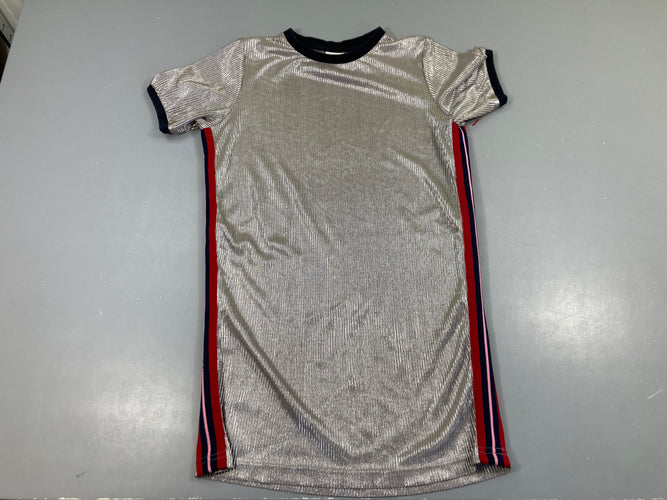 Robe m.c argentée liserets rouge, moins cher chez Petit Kiwi