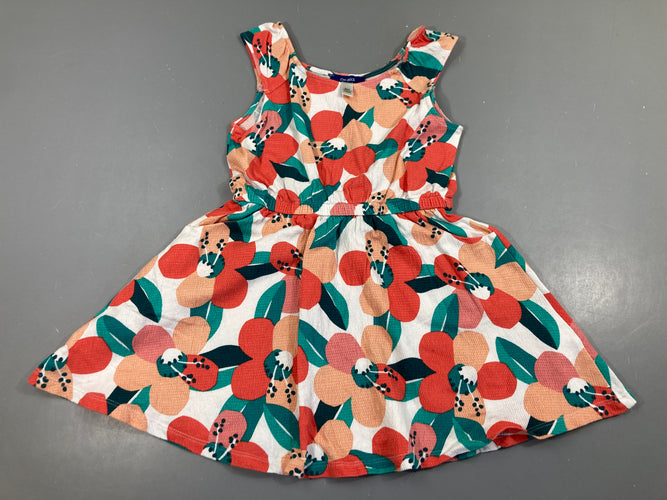Robe s.m molleton texturé blanche fleurs, moins cher chez Petit Kiwi