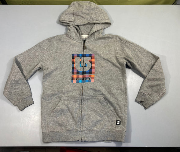 Sweat zippéà capuche gris chiné Burton, très légèrement bouloché, moins cher chez Petit Kiwi
