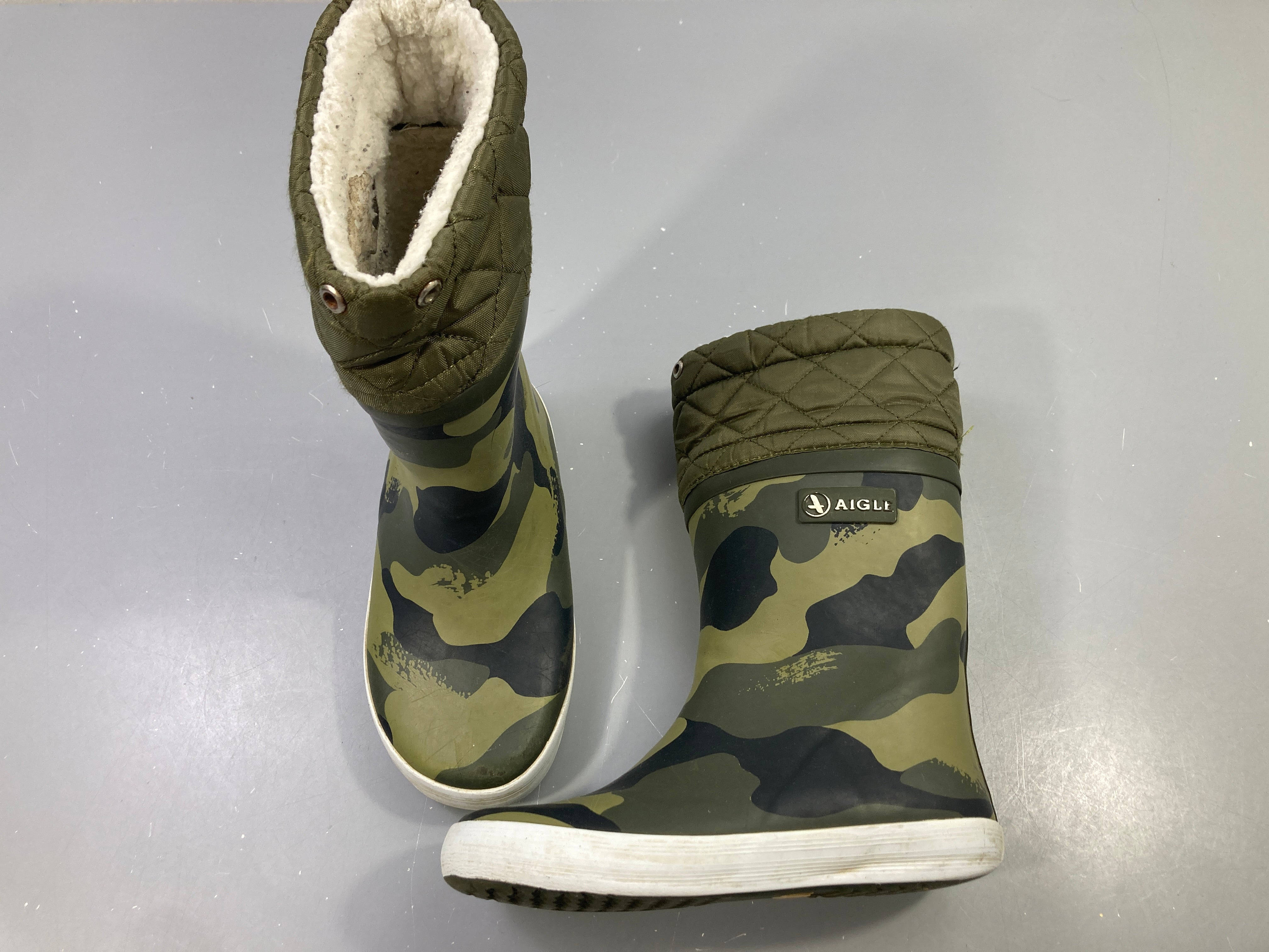 Bottes kaki camouflage doublées mouton, Aigle, portées, 30